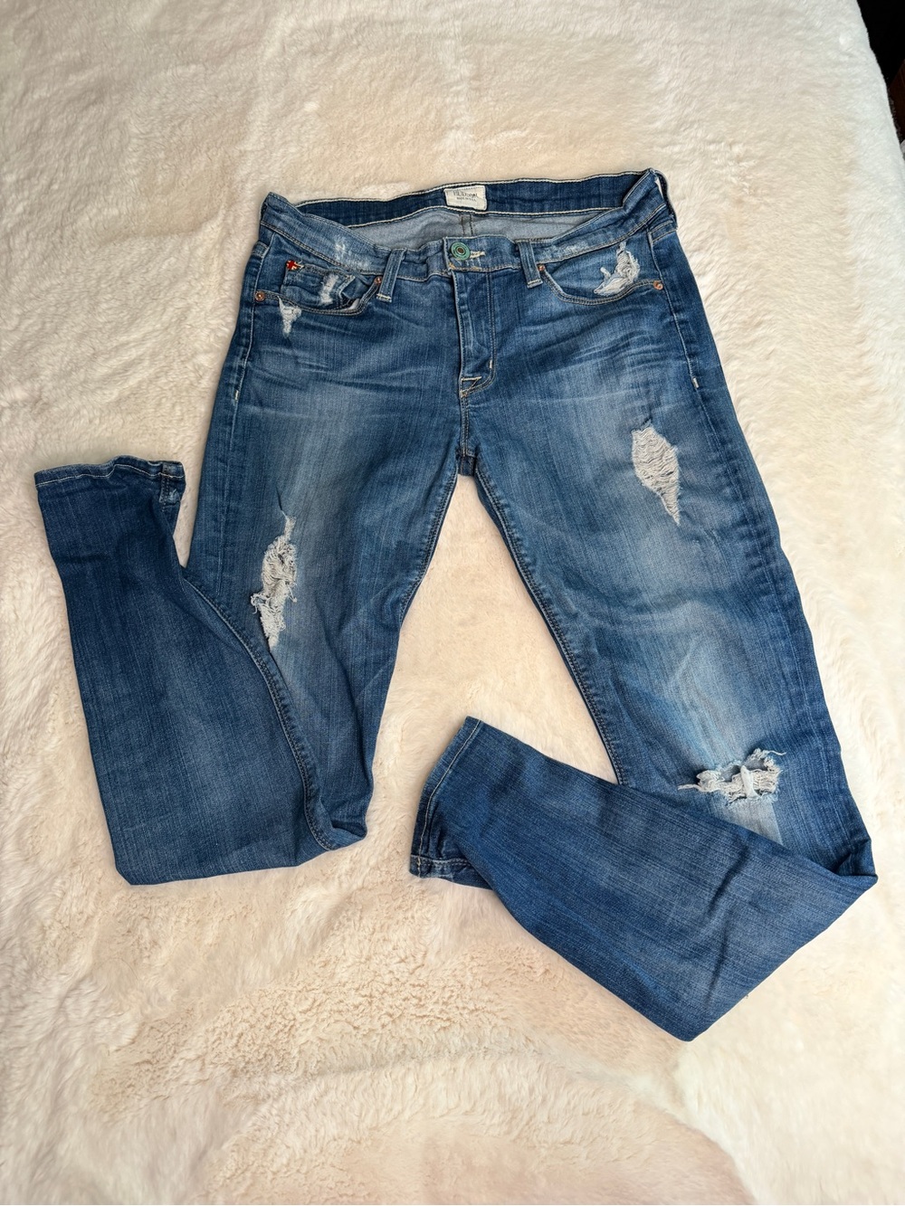 Hudson Jeans Women's Ripped Medium Blue Skinny Jeans